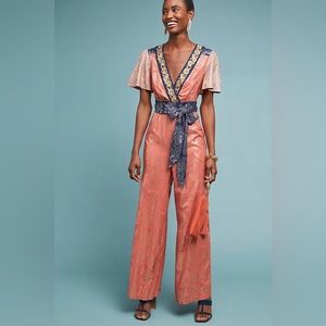 Anthropologie Akemi + Kin Sofia Metallic Jumpsuit Size 6